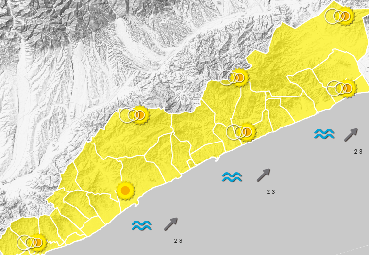 Predicció per Sant Joan
El dia de Sant Joan continuarem amb un temps estable i dominat pel sol amb alguns núvols alts durant la tarda. No s'esperen precipitacions. 

Font: meteomar.cat