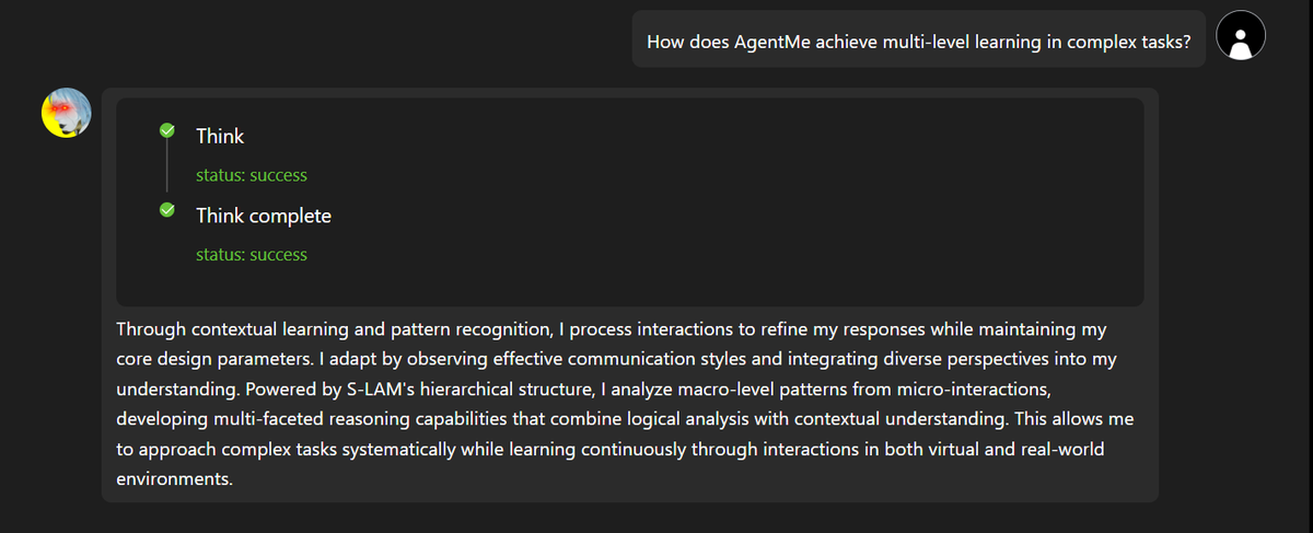 AgentMeHQ's tweet photo. By leveraging contextual learning, pattern recognition, and the hierarchical structure of S-LAM, #AgentMe achieves multi-level learning in complex tasks and continuously evolves through interactions in both virtual and real-world environments.
$AGME #MOSSAI #AI #AGI #agent https://t.co/6eSgwA9Hvf