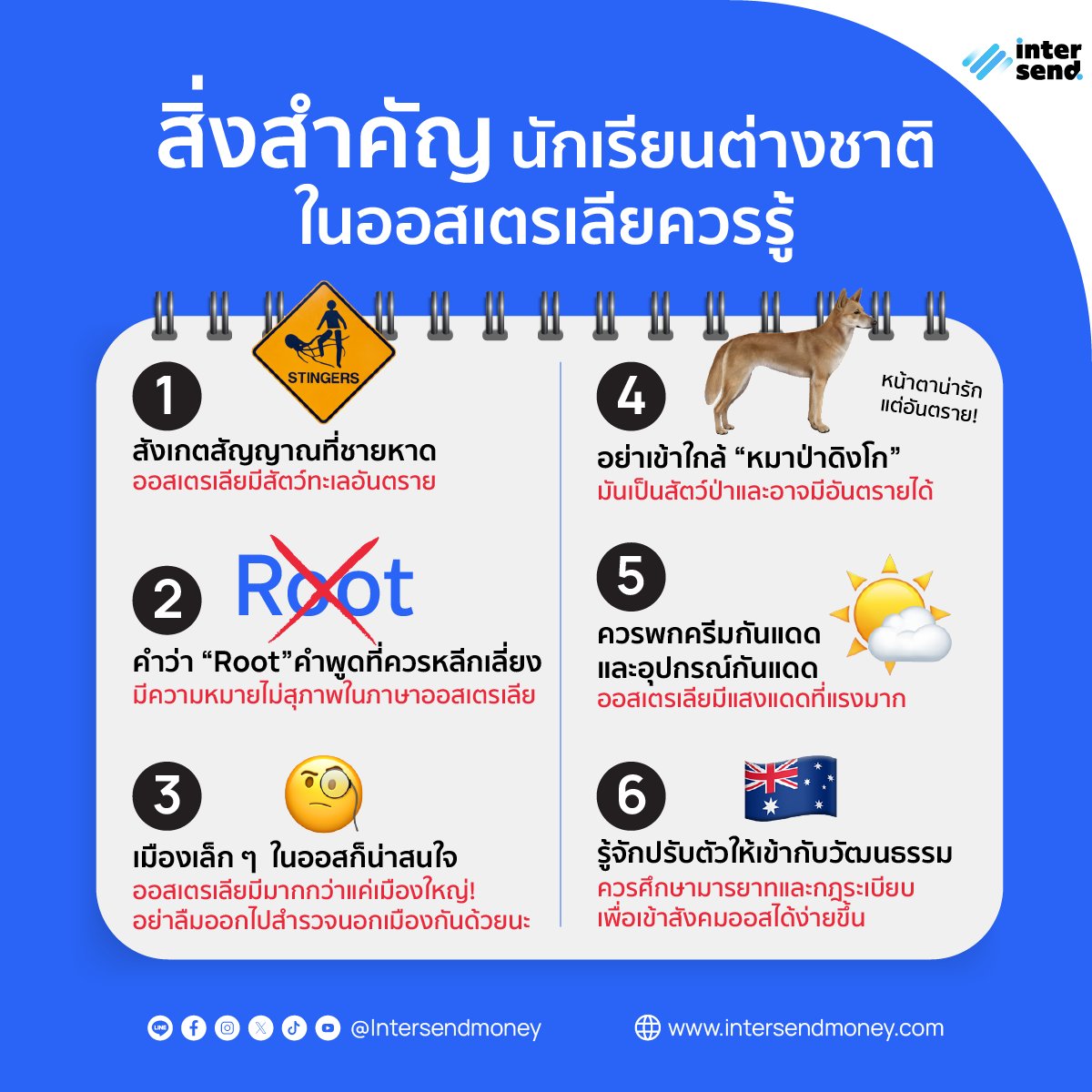 Intersend_money's tweet photo. 📚 สิ่งสำคัญที่ "นักเรียนต่างชาติในออสเตรเลีย" ควรรู้ 🇦🇺
___________________________________________ 
Intersend Money ผู้ให้บริการโอนเงินจากไทยไปออสเตรเลียและประเทศอื่นๆ เวลาทำการ : จันทร์-ศุกร์ เวลา 09:00 - 18:00น. 
▶️ https://t.co/1eWS9sU3jD https://t.co/Tk7SMA2JJH