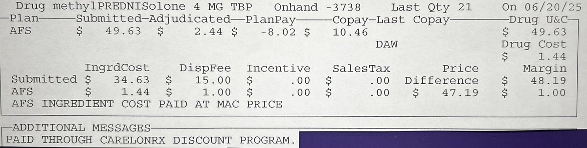 “EnsureRx will be a free, automatically integrated benefit for CarelonRx members, who will simply use their pharmacy member ID card at a retail pharmacy as normal, and it will identify and apply the lowest cost available to them on select generic medications. Medications filled