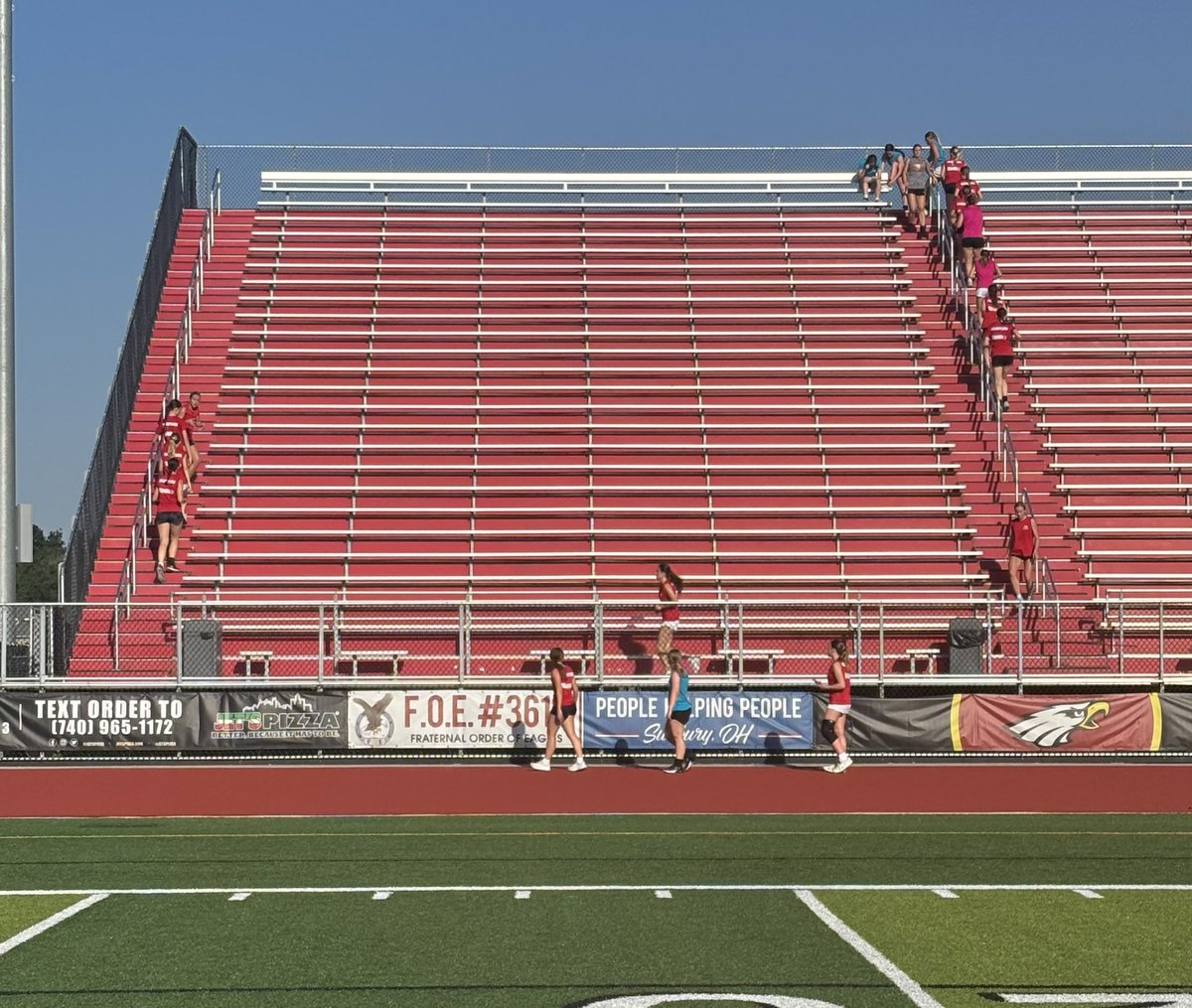 Huge shoutout to the Lady Eagles sponsors this year!  Honda Marysville, Cynthia Ann Co, AcuHealth and Forman Realtors.  Already crushing it with a bleacher run this morning!  RELENTLESS