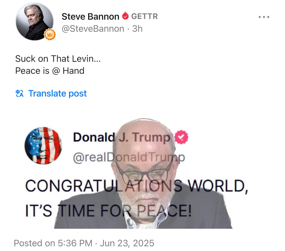 Suck on That Levin…
Peace is @ Hand