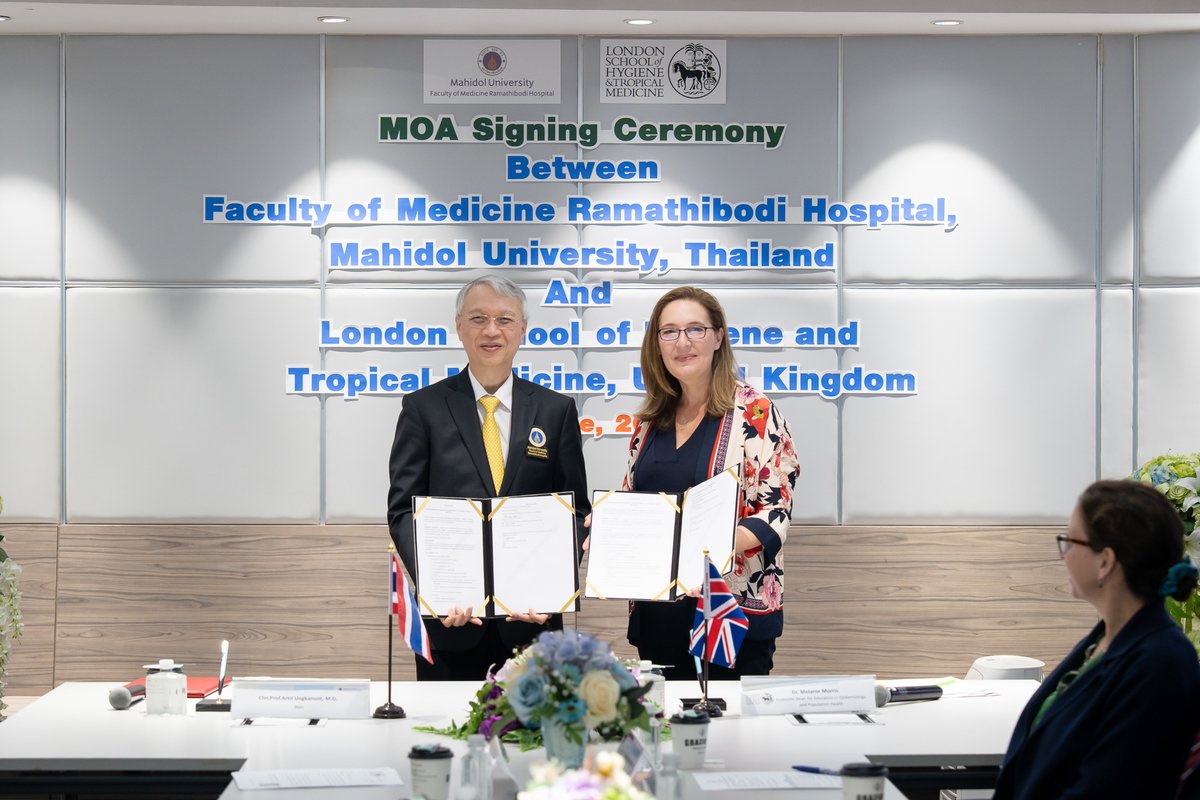 IR_Ramathibodi's tweet image. On June 23, 2025, Ramathibodi signed an MOA with the London School of Hygiene and Tropical Medicine (LSHTM) to boost collaboration in medical and public health education, including opportunities for student exchange and master’s programs. #MahidolUniversity #LSHTM #Ramathibodi