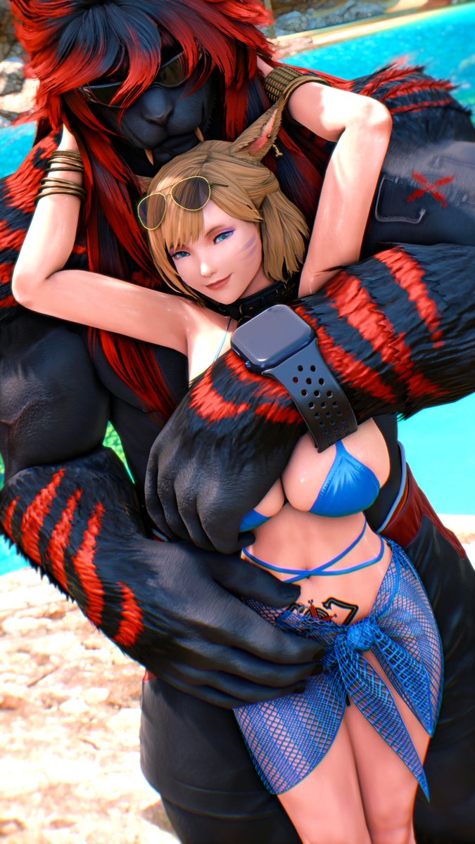 Chilling at the summer bash!⛵️🌴

I'll give you two guesses what the two of us are gonna go do after this! (Hint: It involves a lot less clothing and a lot more moaning💕)

with <a href="/SolDoliodos/">The Cat from Bozja 🔞</a>🐈‍⬛