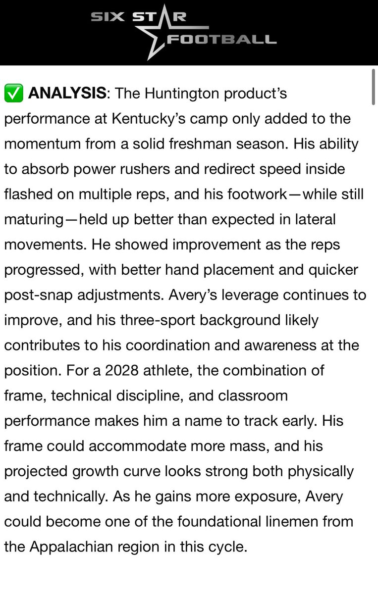 Thanks <a href="/sixstarfootball/">Six Star Football | PLUS+</a> for the write up; I’m determined to get better every day and excited for the 2025 season to start! <a href="/hhs_highlanders/">Huntington High School Football</a> <a href="/billyseals47/">billy seals</a> <a href="/Brent_Terry/">Brent Terry</a> <a href="/ChinstrapWV/">CHINSTRAPSPORTS</a> <a href="/thelinemanlab/">The Lineman Lab™️</a> <a href="/DaleRodick/">Dale Rodick II</a>