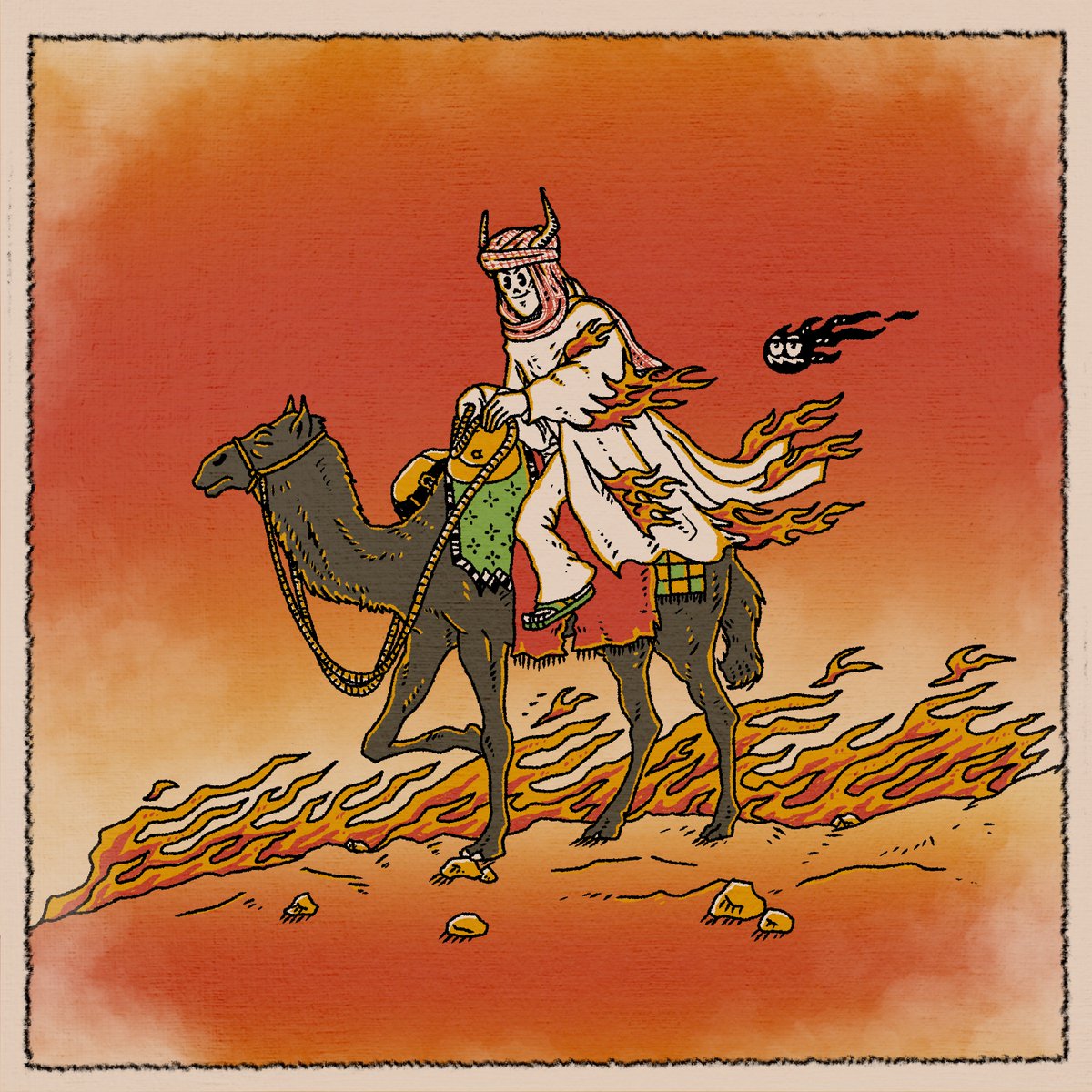 Gm Fam! 

𝓛𝓸𝓼𝓽 𝓲𝓷 𝓢𝓪𝓱𝓪𝓻𝓪

Mr. Satan &amp; Mr. Soul were lost in Sahara, they were guided by the rhythm of the camel's steps &amp; the whisper of the hot wind.

#TEZOSTUESDAY 
20 editions / 6.66 $xtz each

🔗🔽
objkt.com/tokens/KT1VeJp…