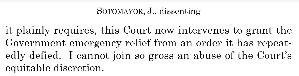 The beginning of Sotomayor's dissent with Kagan and Jackson concurring.
Amen, Sonja.