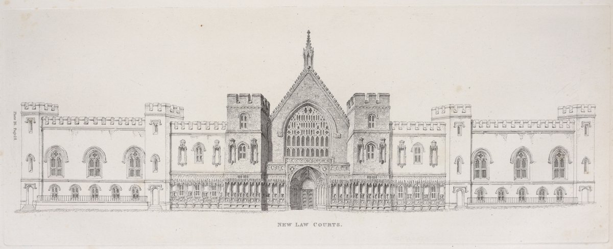 OldWorldPlans's tweet photo. New law courts next to Westminster Hall, designed by English architect John Soane (1753-1837). Unfortunately, most of his court buildings were demolished in the 1880s during a major reorganization of the British legal system. #JohnSoane https://t.co/hiflIjMNkk