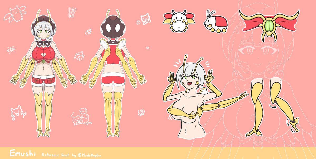Emushi Ref Sheet!
Commissioned by <a href="/The_Holy_Wooomy/">The Holy Wooomy with 69 Nuggets of Toasted Chaos</a> 
#絵むり