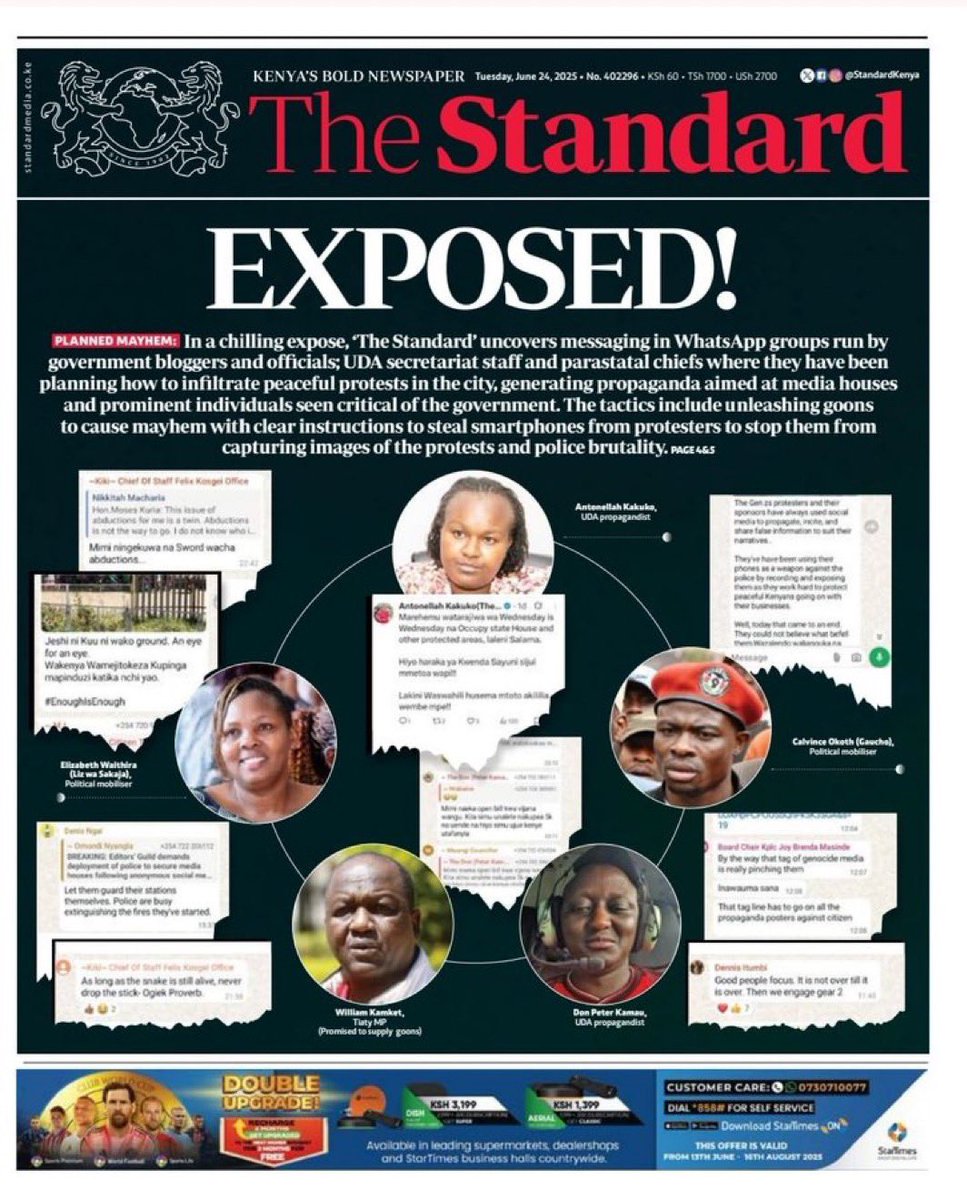 Antonella Kakuko, the Deputy Head of Digital Communication at the UDA Party and a native of Tiaty, Baringo County, has been tasked with mobilizing funds to sabotage Wednesday’s protests.

She’s already labeled demonstrators as “Marehemu watarajiwa” future corpses.

Meanwhile,