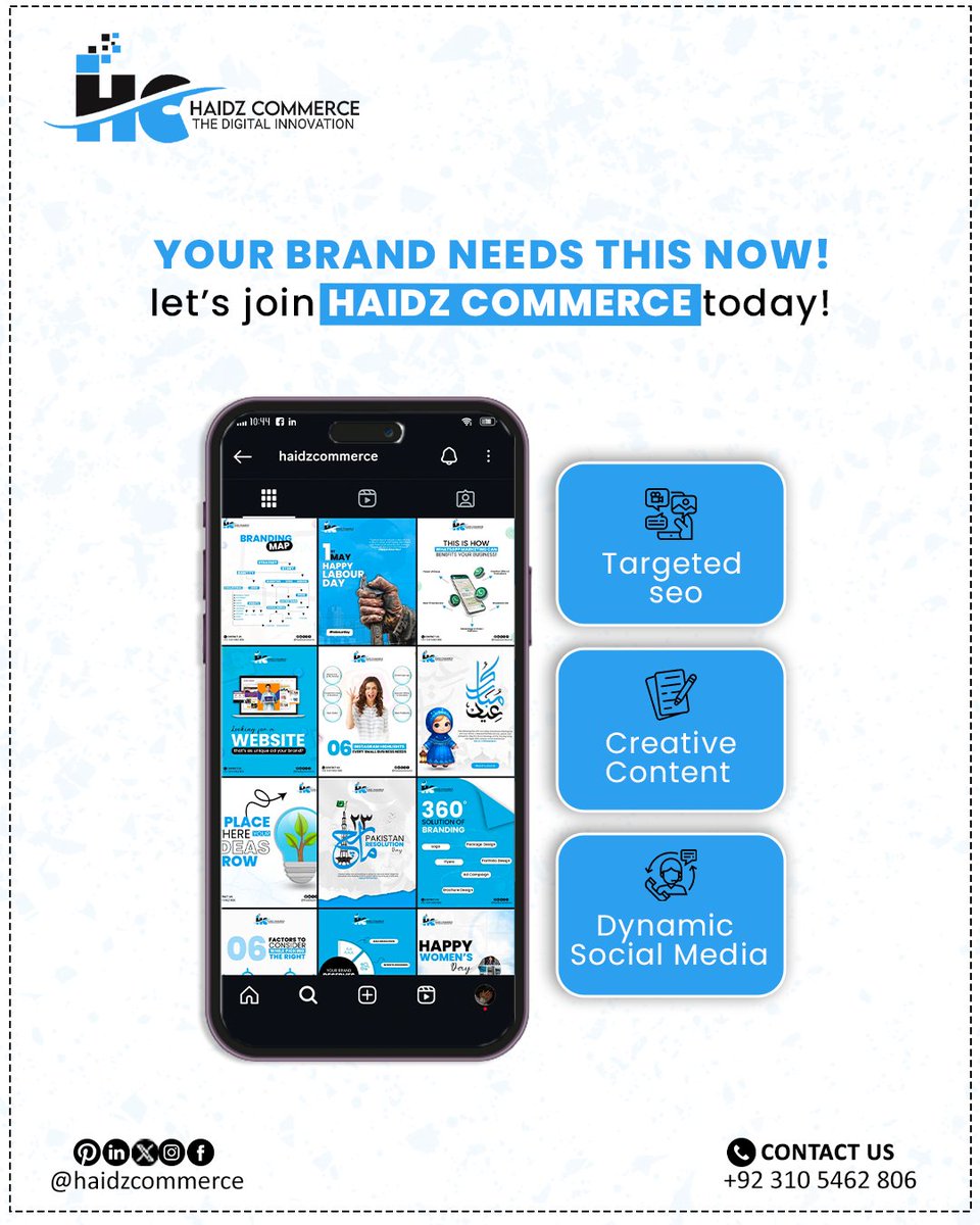 HaidzCommerce's tweet photo. 🚨 Your Brand Deserves the Spotlight!
Whether you're starting fresh or scaling up, Haidz Commerce is your partner in growth.
 Let’s build your digital presence the smart way.
📞 +92 310 5462 806
📩 haidzcommerce@gmail.com
#HaidzCommerce #DigitalInnovation #BrandBoost #SEOServices https://t.co/ISycMSAk63