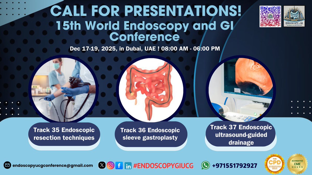 EndoscopyC26521's tweet image. 📢 Call for Presentations!
 15th World Endoscopy &amp;amp; GI Conference, happening December 17–19, 2025, in Dubai
🔗Submit Here: …doscopy-gi.utilitarianconferences.com/submit-abstract
📱 WhatsApp: wa.me/+971551792927

#CallForPresentations #EndoscopyTechnique #EndoscopyUltrasound #EndoscopySleeve #EndoscopyExpert