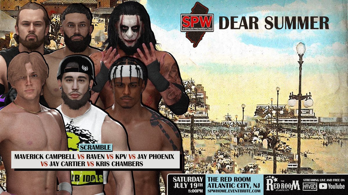 Just Signed:

6- Man Scramble Match

Plus:
Joey Pavoni vs Rumi Hisako
Maddog Sammons
Ryan Hunter
+more to be announced!!

Get Tix:
spwhome.eventbrite.com

Watch LIVE/FREE on HAVOC! Pro YouTube!
Fri 7/19 - 8:00PM