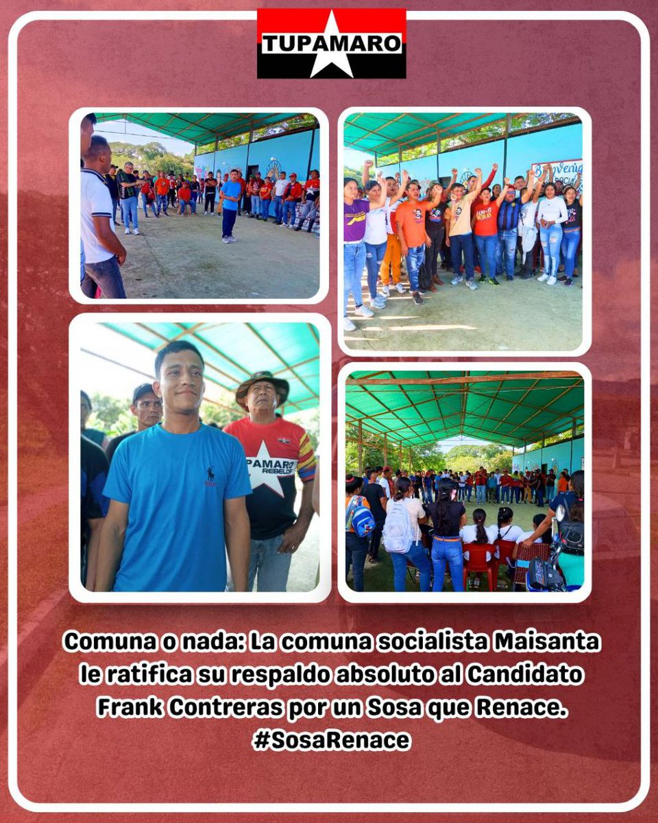 #ComunaONada 🚩🏴

📌 Nuestro candidato a la alcaldía del municipio Sosa, Frank Contreras visitó La Comuna Socialista Maisanta del sector Madre Vieja-Limoncito, en la parroquia Simón Bolívar del estado Barinas. Allí, escuchó activamente las inquietudes de la gente, reafirmando su