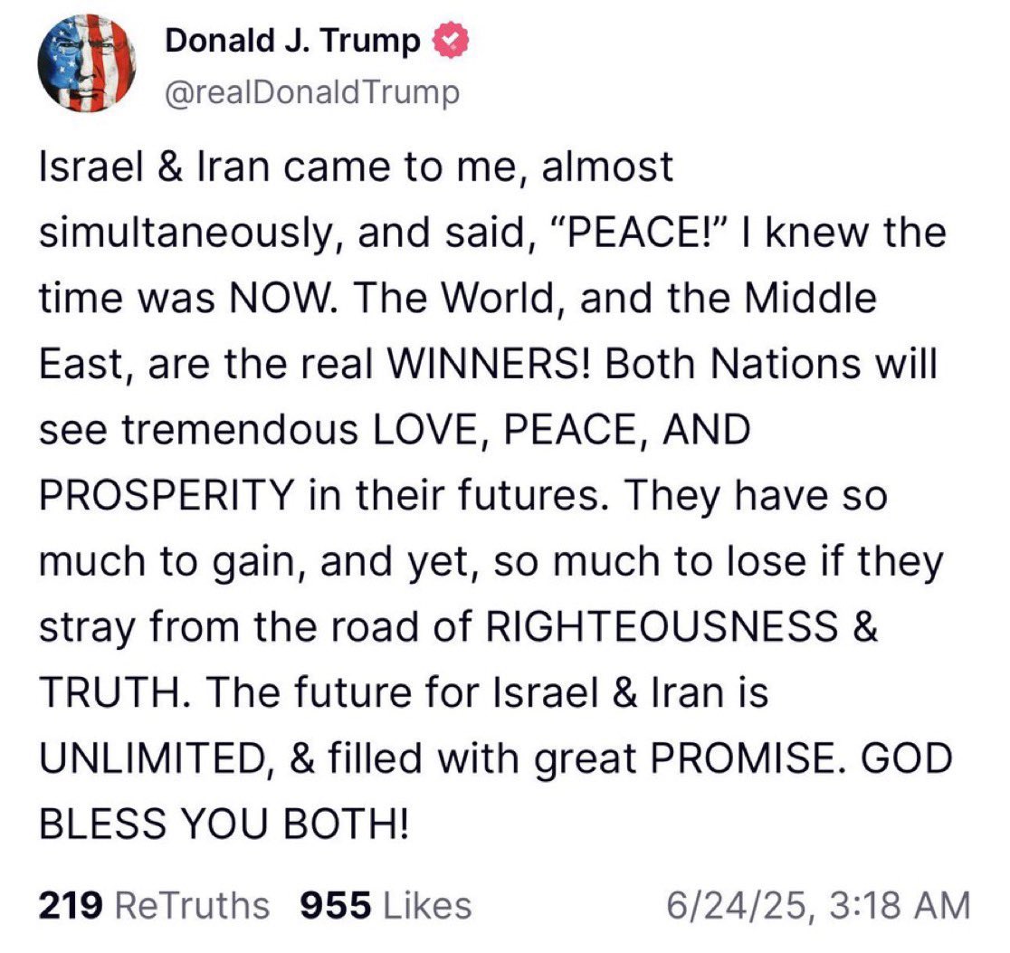 GhostWhoBlogs's tweet image. Where have we heard this before for an umpteen number of times !!! Somebody please give him the #NobelPrize so that he keeps his mouth shut !!! #IranIsraelConflict #indiapakistanconflict