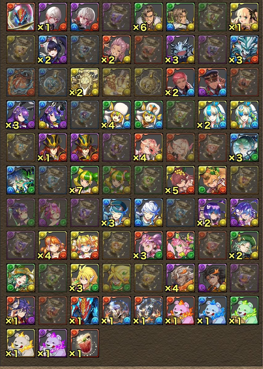Jiro_withIT's tweet photo. アレキサンダー7体出てるのに柳蔭0っておかしくね？もう石がない。
#パズドラ https://t.co/R1xTypc54I