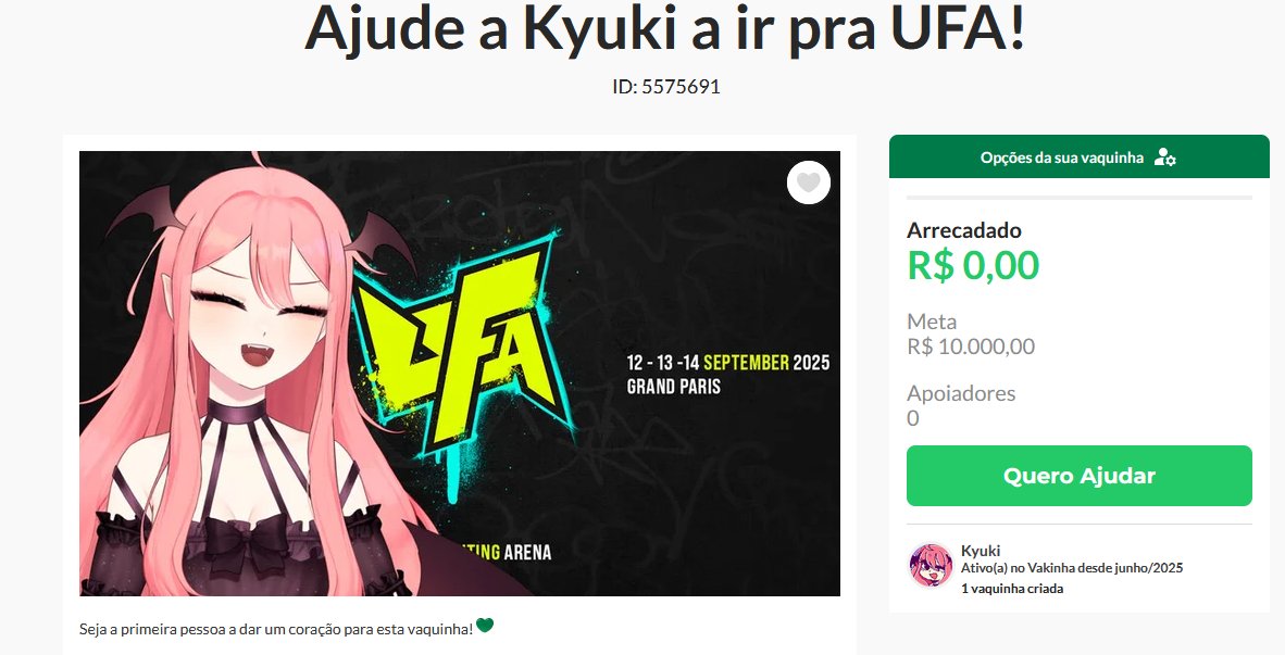 Abri uma Vakinha para que eu possa jogar na UFA, torneio na França valendo vaga e pontos para Capcom Cup!
Atualmente eu não tenho condições, nem patrocínio para viajar, então ficaria extremamente grata com a contribuição de vocês, segue o link:

vakinha.com.br/vaquinha/ajude…