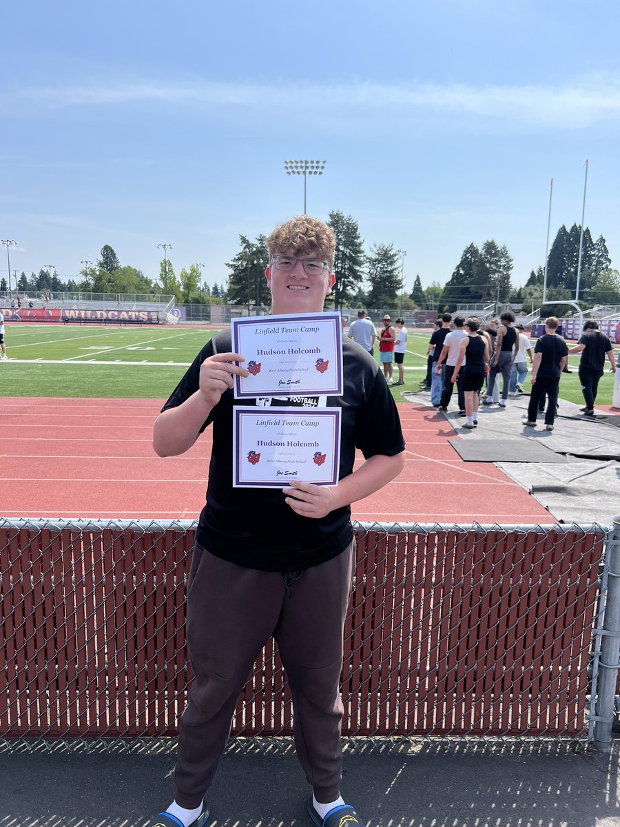 Hudson Holcomb (@hudsonholcomb75) on Twitter photo Had a great time at the Linfield Team Camp, and thankful to have received all camp offensive, and defensive line.
<a href="/CoachSmithCats/">Coach Joseph Smith</a> <a href="/CoachMalot/">Mitch Malot</a> <a href="/CoachJVaughan/">Jackson Vaughan</a> <a href="/WestAlbanyHS/">West Albany High School</a> Had a great time at the Linfield Team Camp, and thankful to have received all camp offensive, and defensive line.
<a href="/CoachSmithCats/">Coach Joseph Smith</a> <a href="/CoachMalot/">Mitch Malot</a> <a href="/CoachJVaughan/">Jackson Vaughan</a> <a href="/WestAlbanyHS/">West Albany High School</a>
