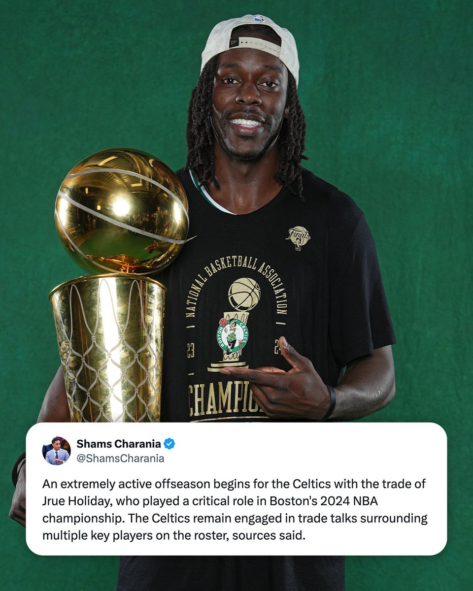 SportsCenter's tweet photo. Jrue Holiday was traded to Portland in the original deal by Milwaukee for Damian Lillard. The Blazers just acquired him again from Boston.

The Celtics remain engaged in trade talks surrounding multiple key players on the roster, sources told @ShamsCharania. https://t.co/8FcKOXDFWc