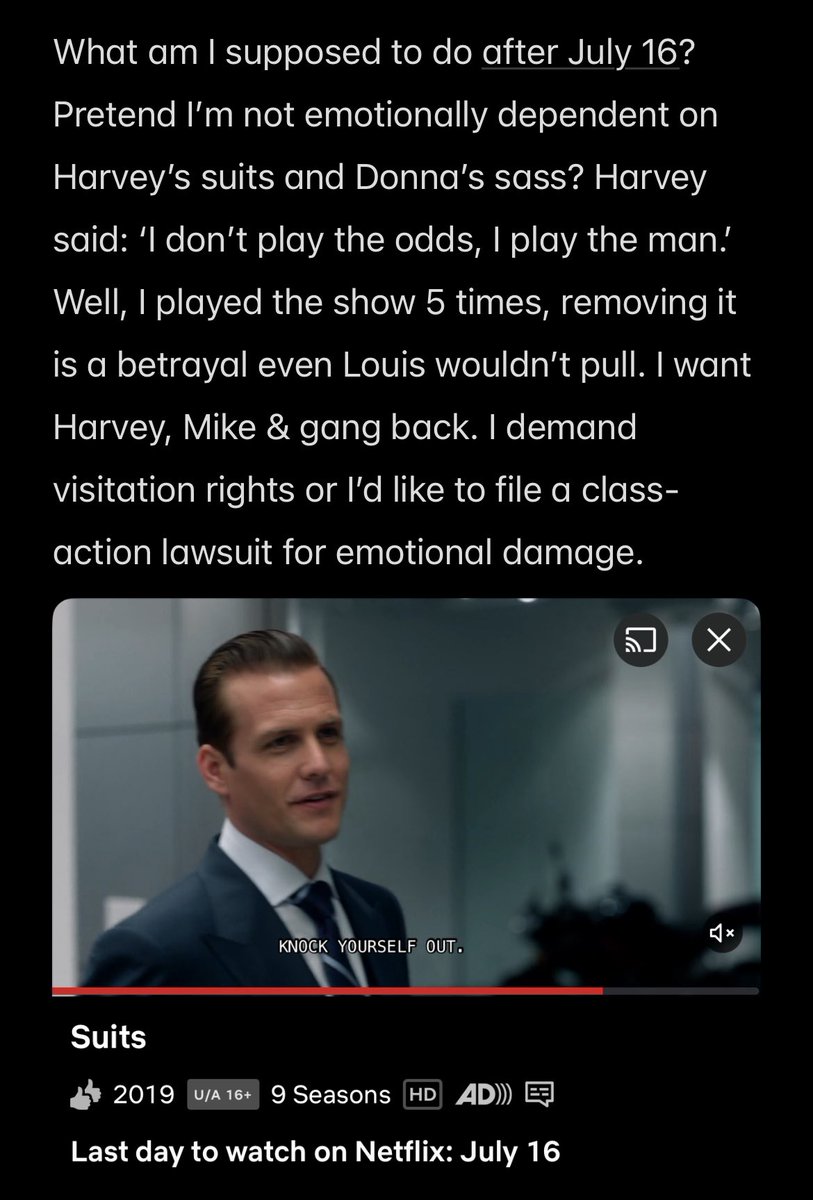 AayVeeKay's tweet photo. @NetflixIndia 
@SuitsPeacock @GabrielMacht #Suits https://t.co/W5Q8H4pN2l