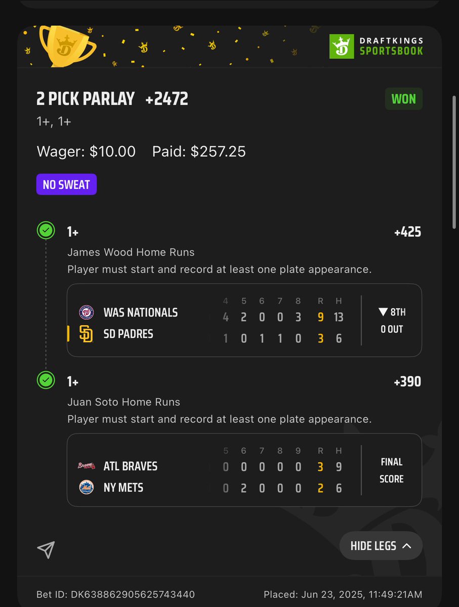 We are out of two man dinger parlay hell 😍🔥✅ let me see those tickets 🔥