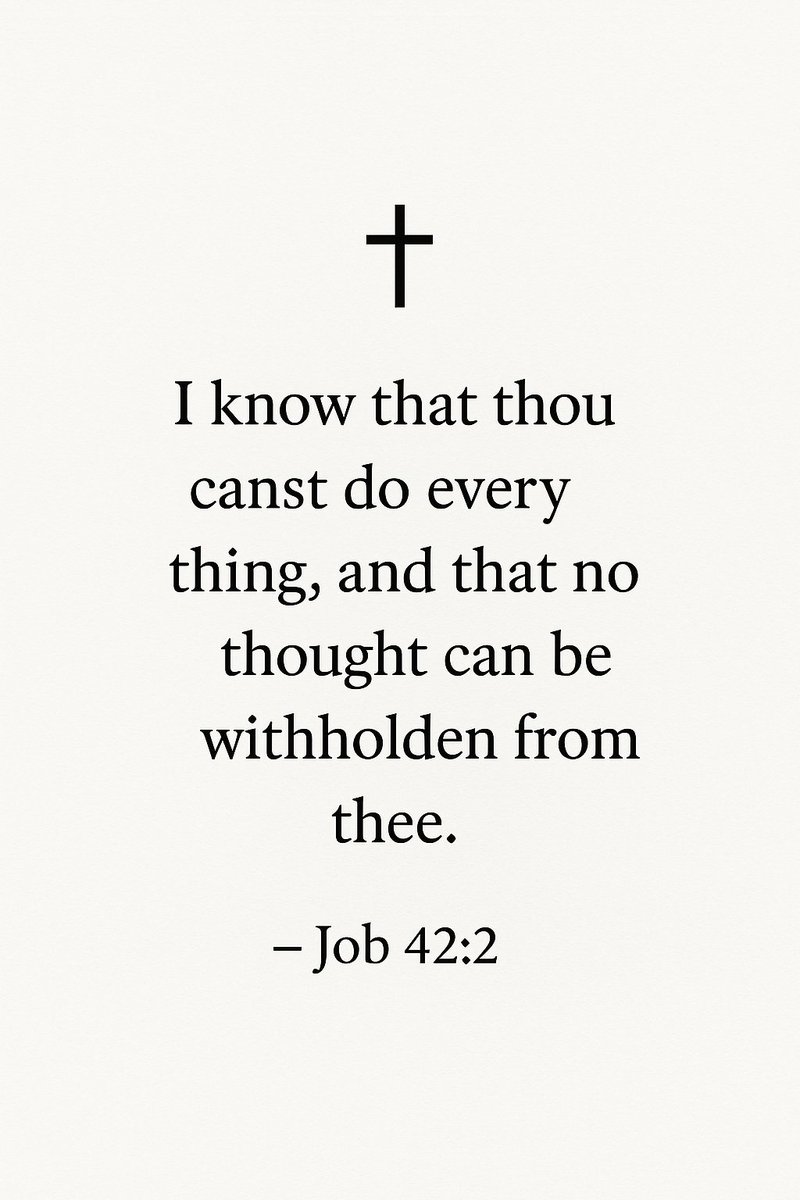 FaithfulRefle25's tweet image. God can do everything—and nothing is hidden from Him.
He sees, He knows, and He’s never out of control.
– Job 42:2 ✝️
\#Job422 #FaithfulReflections #GodIsAble #HeKnowsAll #TrustHisPlan
