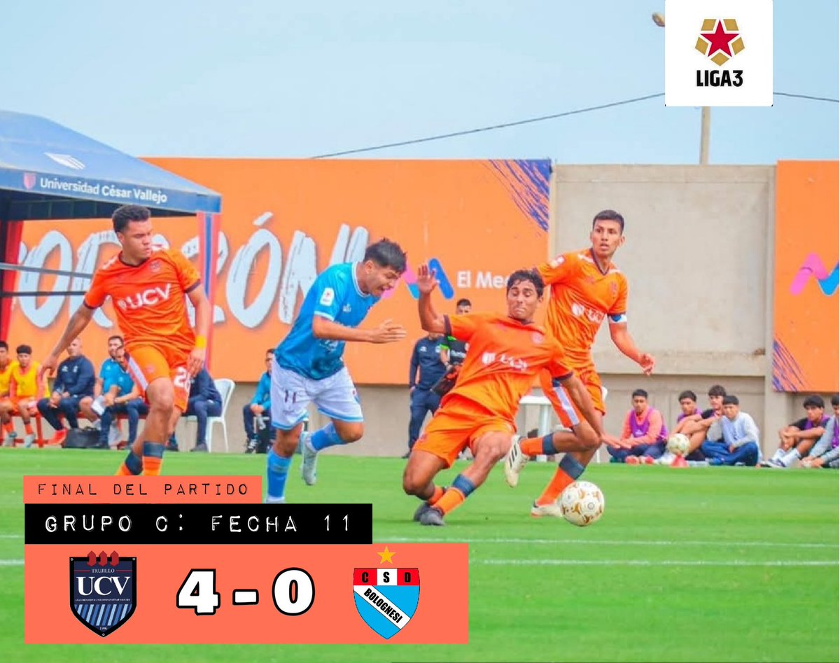 luchaxelascenso's tweet photo. ¡CÉSAR VALLEJO 'B' GOLEÓ A SPORT BOLOGNESI POR LIGA 3!
#CesarVallejo goleó 4 a 0 a #SportBolognesi por la fecha 11 del Grupo C de #Liga3 en el complejo deportivo Poeta. Los goles trujillanos fueron de #JordanRomero y triplete de #StefanoOlaya.
Fuente: #FPF #TerceraDivision https://t.co/zgoQBOWjao