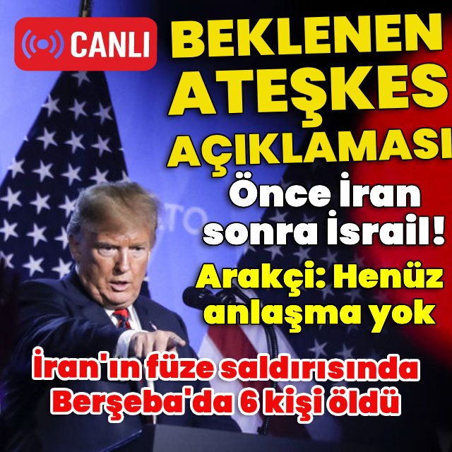 Haberturk's tweet photo. Trump'ın açıkladığı ateşkesin devreye girmesi beklenen saatten kısa bir süre önce İran'dan ateşlenen füzelerden birinin, İsrail'in güneyinde bir binaya isabet ettiği ve 6 kişinin öldüğü bildirildi https://t.co/L8ndPoJHx0 https://t.co/VOJazmCPDk