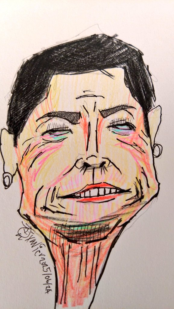 なんかレンポーさんの似顔絵描いてたら男性演歌歌手になっちゃったテヘペロ😅ははは🤣🤣🤣🤣🤣