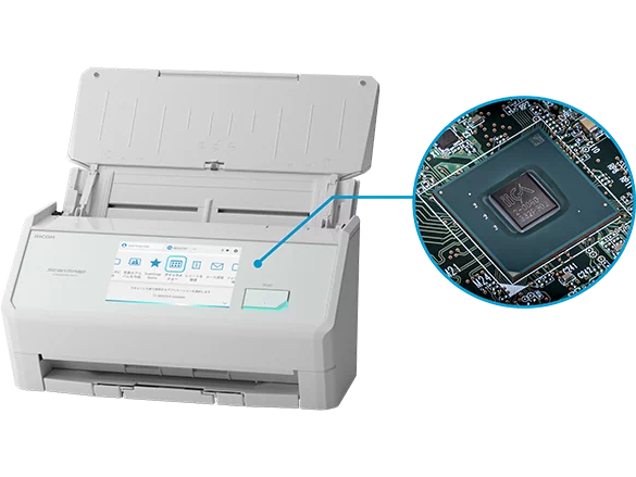 新しいScanSnap iX2500には、次世代SoC(System on a chip)「iiGA」を搭載。
今後、業務用スキャナーfiシリーズにも搭載されていく予定の新エンジンで、スキャナー性能を一新しました。

省電力を保ちながら、さらなる高速スキャンや、PCレスの環境においても高度な画像処理を実現します。

#ScanSnap