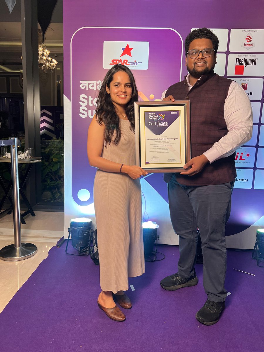 probo_india's tweet image. From a bold idea to Bharat’s most innovative tech startup, what a journey.

Honoured to receive the India’s Best Innovative Tech Startup award from Shri Nitin Gadkari ji.

This win belongs to every dreamer who backed us.