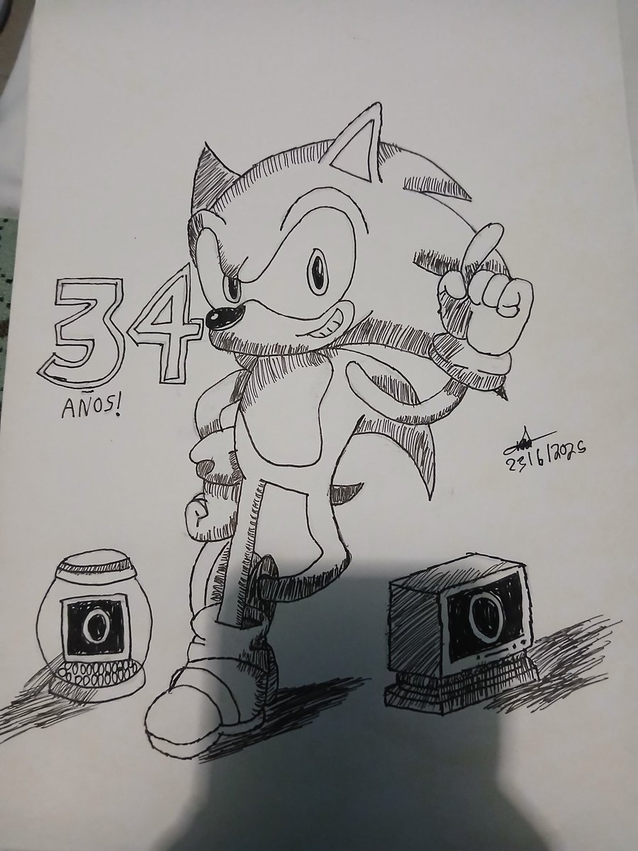 Ya Hice El Dibujo De Sonic Con Su 34 Años