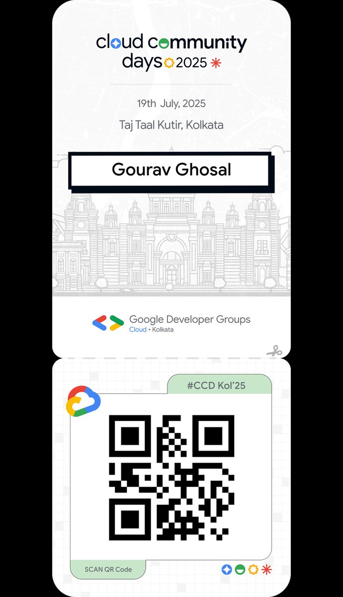 gourav_221b's tweet photo. 🎟️ Excited to be part of Cloud Community Days Kolkata 2025!

Join me on 19th July 2025 at Taj Taal Kutir, Newtown for the largest cloud conference in Eastern India.

@gdgcloudkol
#CCDKol2025
#GCCDKolkata

Get your Tickets: https://t.co/V7zVWzKGY1 https://t.co/swhfvmm7OC