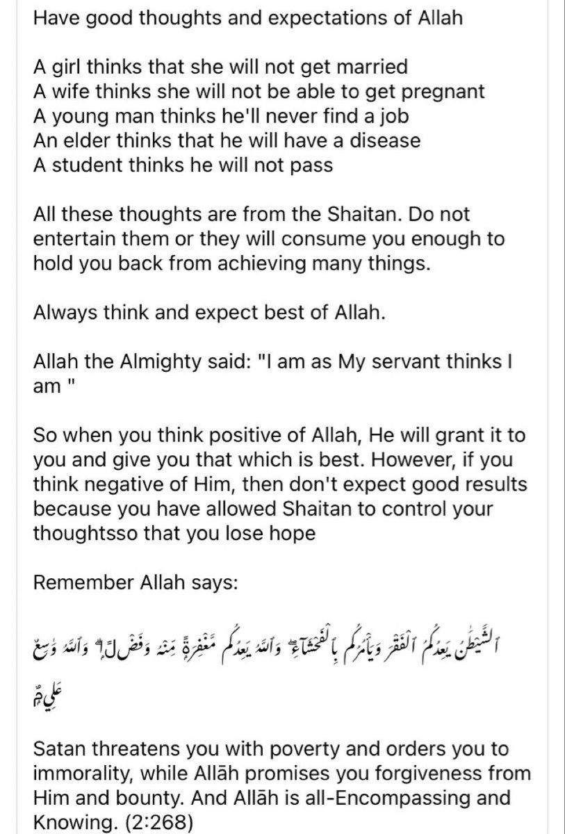 Overthinking is from shaitan