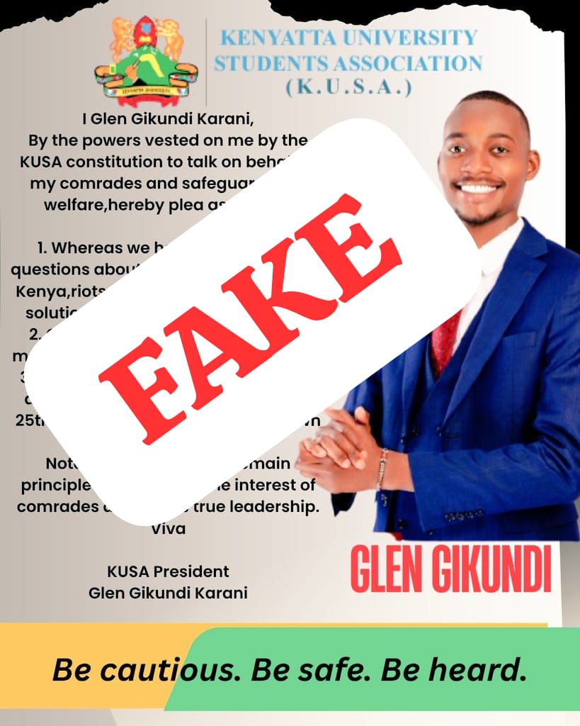 KaraniProf's tweet photo. This is very fake. I have not released any memo or poster. This is a poster made by my opponents who are trying to get relevance in their dying political careers. 25TH ni aluta continua @FGaitho237 @AokoOtieno_ https://t.co/6OQ7sFZAYx
