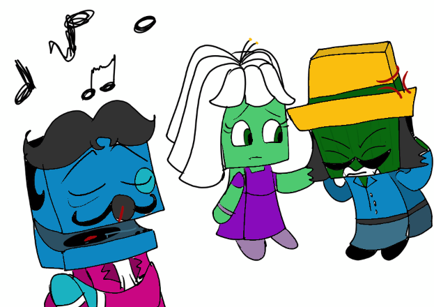 INeedMyDownTime's tweet photo. #cactusgunman and #fern on a date that #poorconductor isn't helping... cut him some slack though, he just wants to be involved. #ghs #GregoryHorrorShow #oc #ghsoc #gregoryhorrorshowoc https://t.co/YFtkjQSQt5