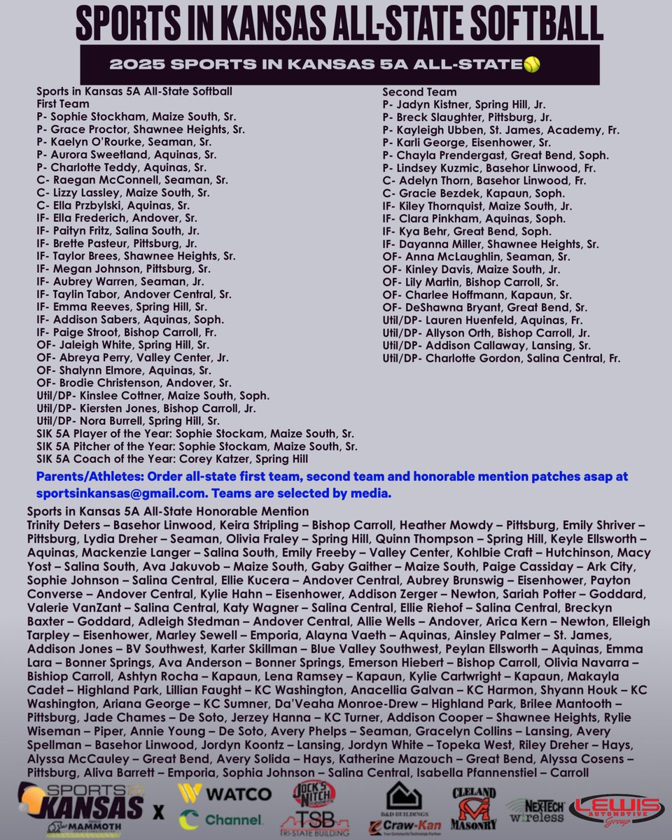 Sports in Kansas 2025 5A All-State 🥎 #sportsinkansas