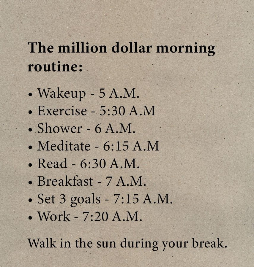 MindMatterMoney's tweet photo. This morning routine will change your entire life. https://t.co/APMSUwWrOk