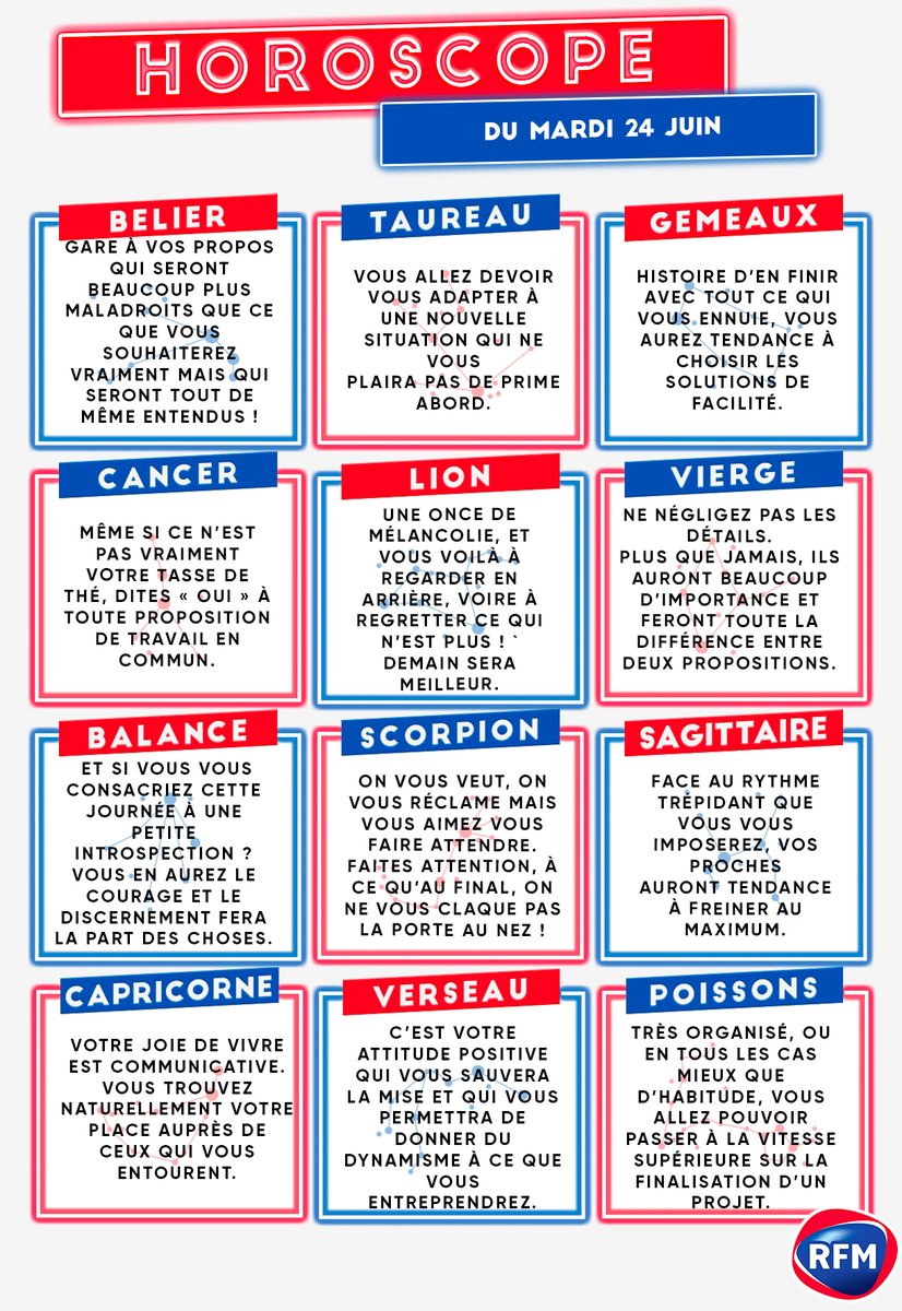 ✨ Votre #HoroscopeRFM pour vous servir les ami(e)s ! 😇 #RFMMatin