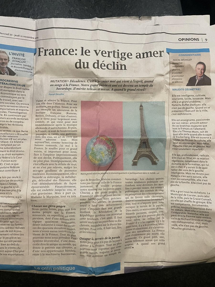 Arsène - #FJW (@citarocapacityl) on Twitter photo "Je souffre pour ce grand voisin (la France), si important pour nous, face à l’ampleur impressionnante de son déclin."
Pascal Décaillet,
journaliste et entrepreneur suisse
<a href="/jonathanageneve/">Jonathan in Switzerland</a> "Je souffre pour ce grand voisin (la France), si important pour nous, face à l’ampleur impressionnante de son déclin."
Pascal Décaillet,
journaliste et entrepreneur suisse
<a href="/jonathanageneve/">Jonathan in Switzerland</a>