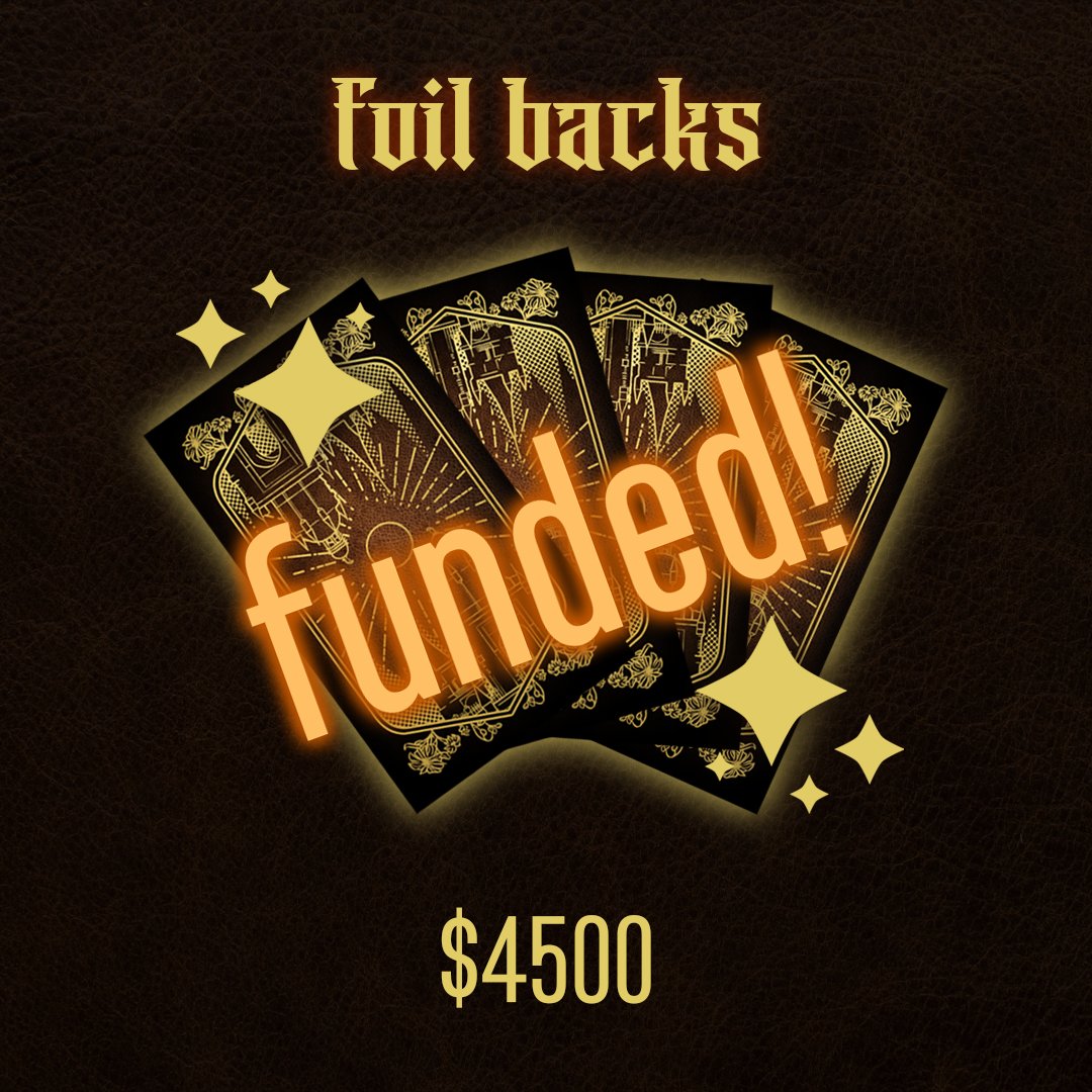 We've reached our second stretch goal, the foil backs at $4500! We  have set a new stretch goal, card explanation booklets, that will  unlock at $5000! #Bloodborne #FromSoftware #Tarot #FanTarot #EldenRing