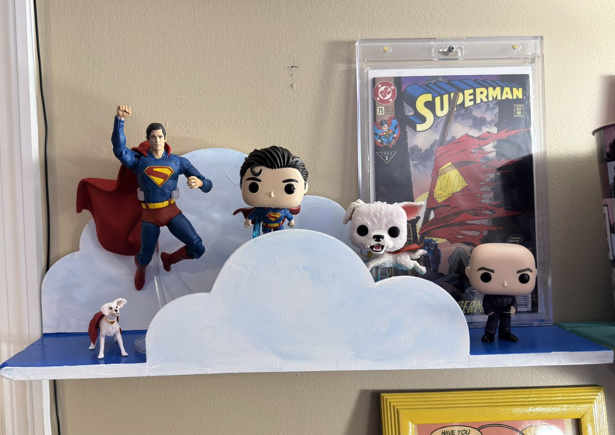 Look up at my new @superman shelf! <a href="/corenswet/">David Corenswet</a> <a href="/JamesGunn/">James Gunn</a> #lookup