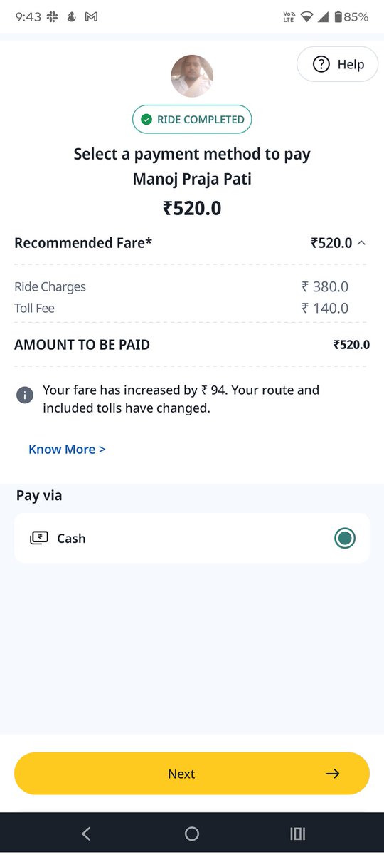 DentedDelhite's tweet photo. Another day, another scam by @rapidobikeapp @RapidoCares
Charging 100 rs till extra when there is no toll. Can't you fix your damn system. Harassing customers everyday and chat is of no use. Nth time happening. 
#consumerRights #ScamAlert
@jagograhakjago https://t.co/MbRjrAiAvn