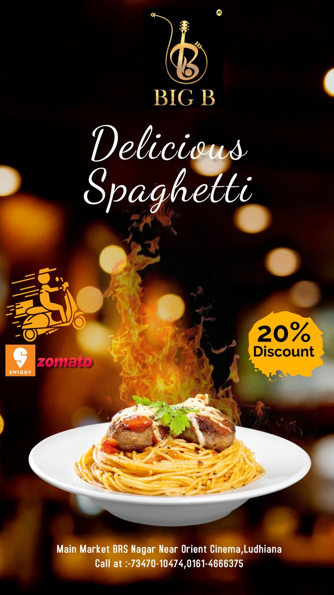 BigBLounge's tweet image. 🍝 Spaghetti Lovers, Rejoice!
Twirl into the taste of Italy 🇮🇹 with our delicious Spaghetti
🔥 Flat 20% OFF on Dine-In &amp;amp; Online Orders
Only at BIG B Lounge – Where flavor meets finesse!
📍 BRS Nagar, Ludhiana
📲 Order now or drop by for a cozy pasta date!
#SpaghettiLove