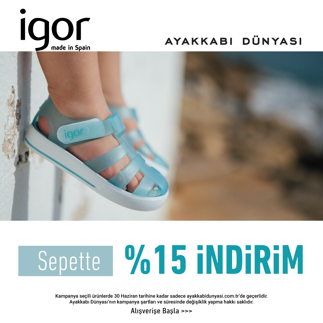 🎯 Yaza Hazır mısınız?

Ayakkabı Dünyası’nda seçili igor ürünlerinde
 🛒 Sepette %15 İNDİRİM + Yeni Üyelere Özel %10 Ek İNDİRİM
👶 Çocukların favorisi, ebeveynlerin güvenilir tercihi #igor sandaletler hem rahat hem de dayanıklı.
#AyakkabıDünyası #igor #yazalışverişi #çocukmodası