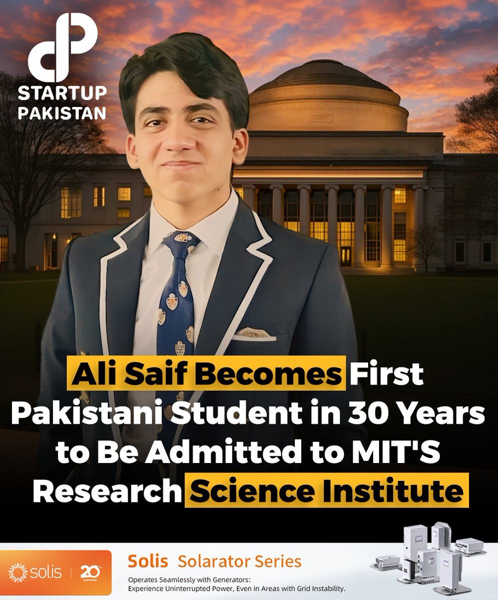 Ali Saif Becomes First Pakistani Student in 30 Years to Join MIT’s Research Science Institute.

#MIT #RSI2025 #PakistaniYouth #UmerSaif