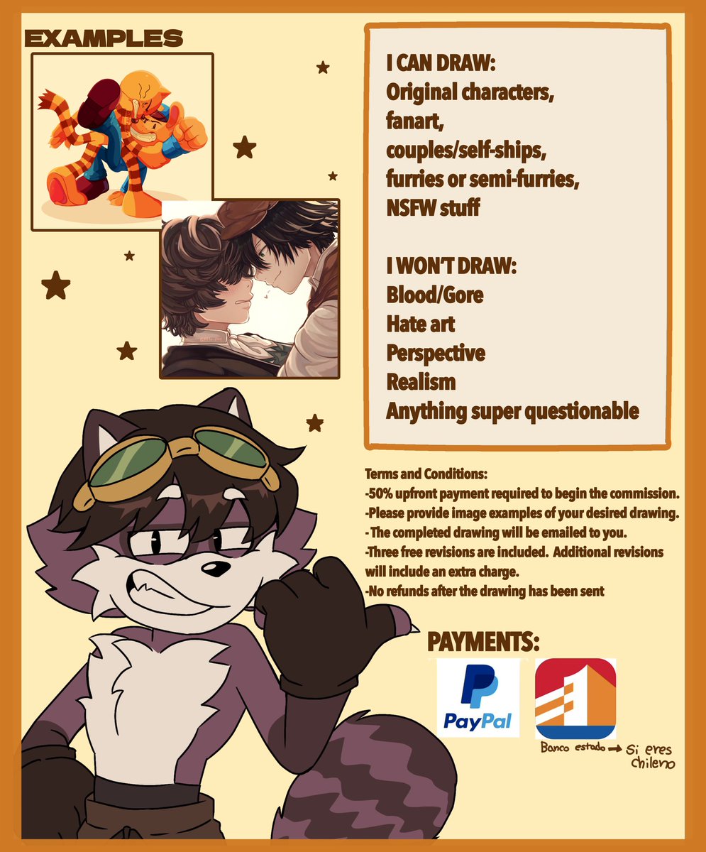 Mttz_pzz's tweet image. COMMISSIONS OPEN‼️
This is my first time opening commissions, so I don't know much about this world. If you can't buy one it helps a lot by sharing 🙏💙
DM for more info.
#dogman #dogmanfanart #dogmantwt #comissionopen