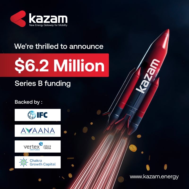 KazamEnergy's tweet photo. Electrifying the World, one charge at a time!⚡

Proud to raise $6.2M Series B led by @IFC_org, @vertexventures SEA &amp; India, @avaanacapital &amp; Chakra Growth. The digital rails of the #EV future are just getting started.

#EVEcosystem #SeriesB #ClimateTech #KazamEnergy #EVCharging https://t.co/NP0INop8ER