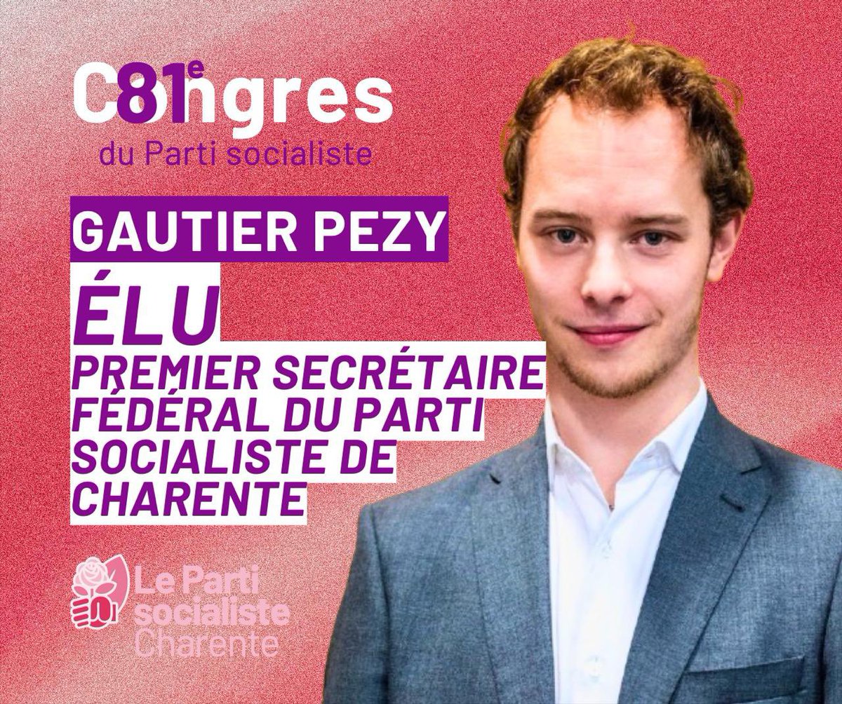 Fierté d’avoir été élu Premier secrétaire fédéral du <a href="/PSCharente/">PSCharente</a>. Au travail ! 🌹