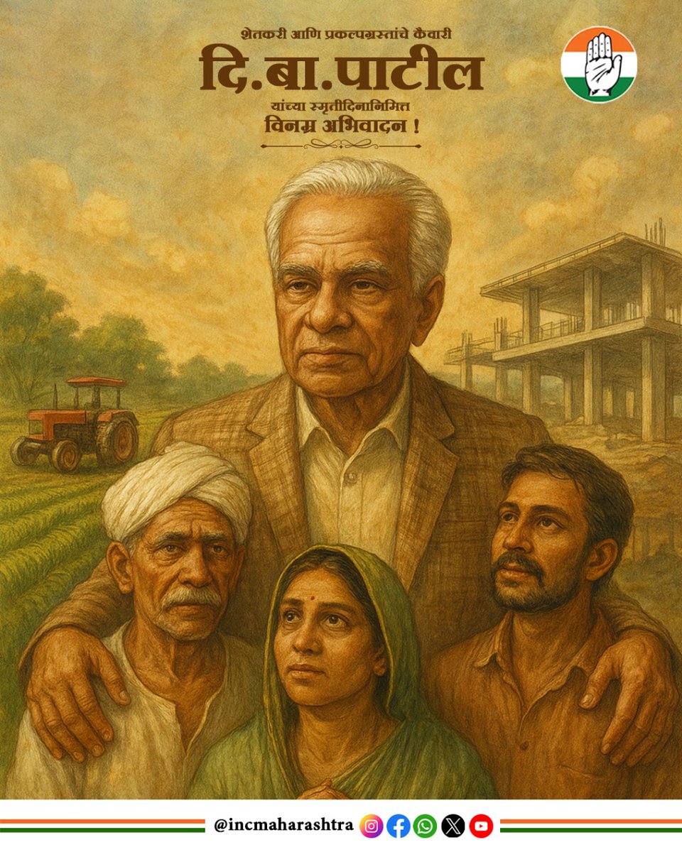 सामाजिक न्यायासाठी आयुष्य वेचणाऱ्या दि. बा. पाटील यांच्या स्मृतीस विनम्र अभिवादन.